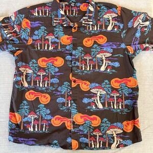 Neff Mushroom Psychedelic Button Up Shirt Festival Streetwear XL Graphic